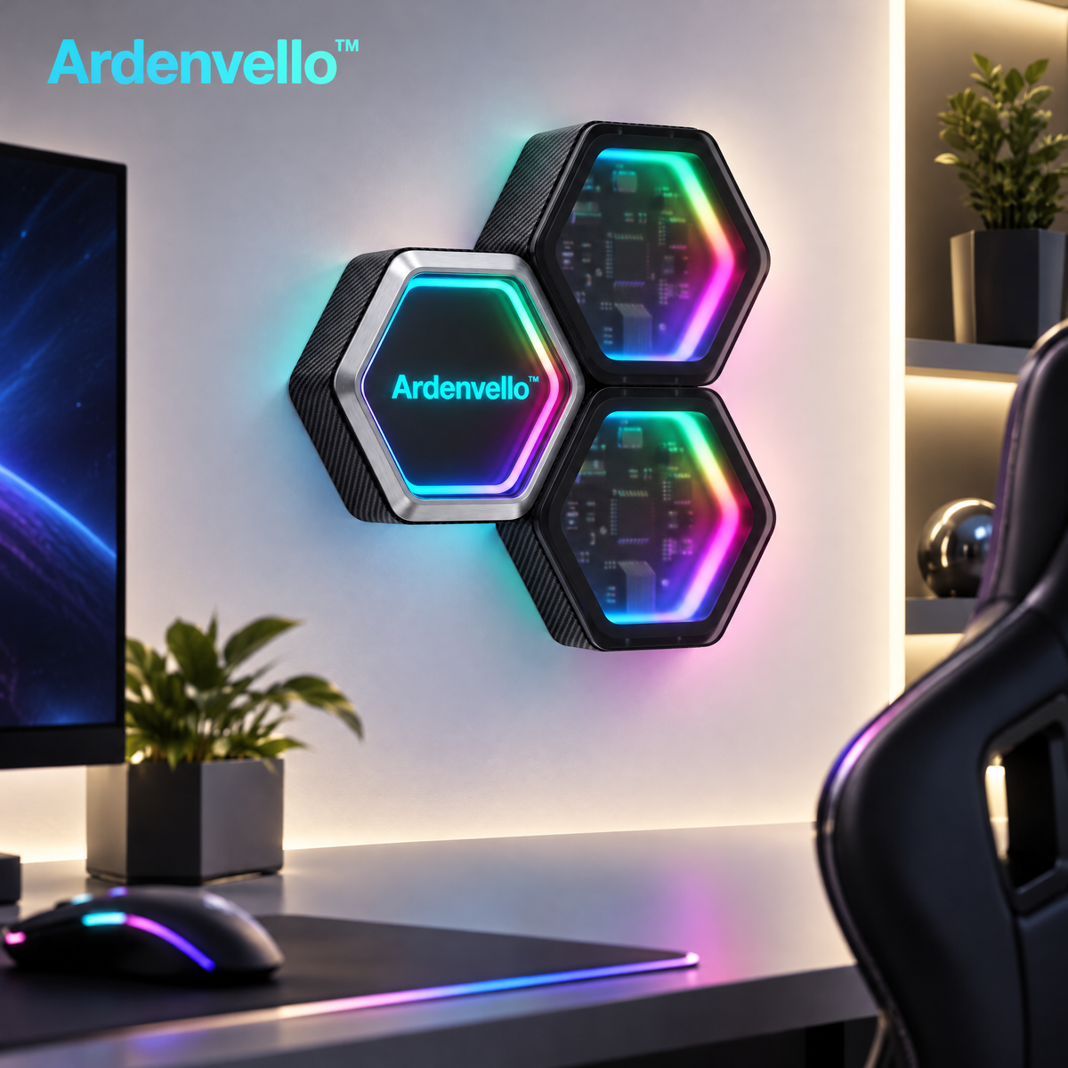 HexaCore Carbon RGB Gaming Wall Light 1