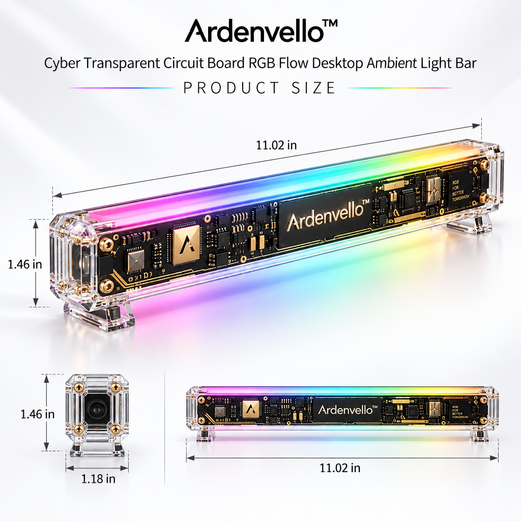 CircuitGlow Transparent RGB Desk Bar – Product Dimensions