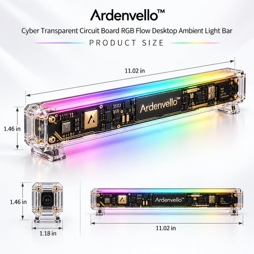 CircuitGlow Transparent RGB Desk Bar – Product Dimensions
