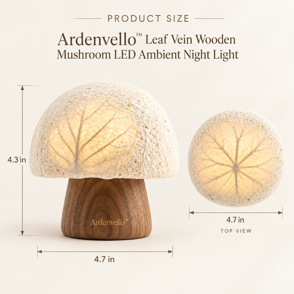 Willowcap Wooden Mushroom Lamp – Product Dimensions